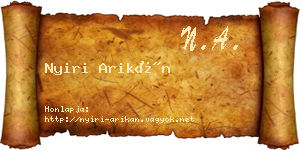 Nyiri Arikán névjegykártya